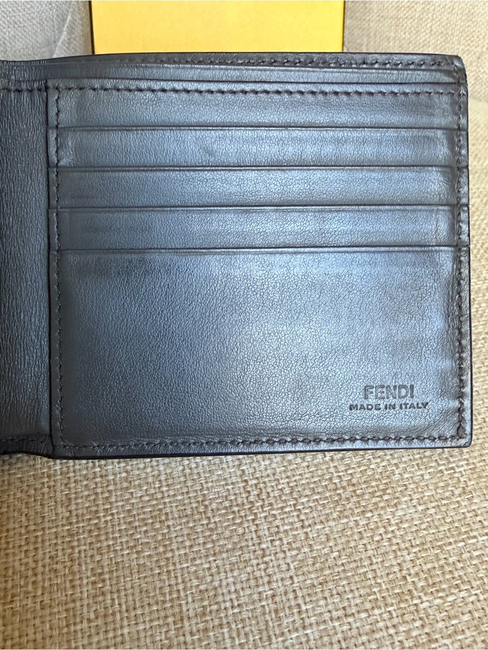 FENDI Bugs Monster Grey Asphalt Leather Palladium Eyes Bifold Men’s Wallet Box - Picture 5 of 15